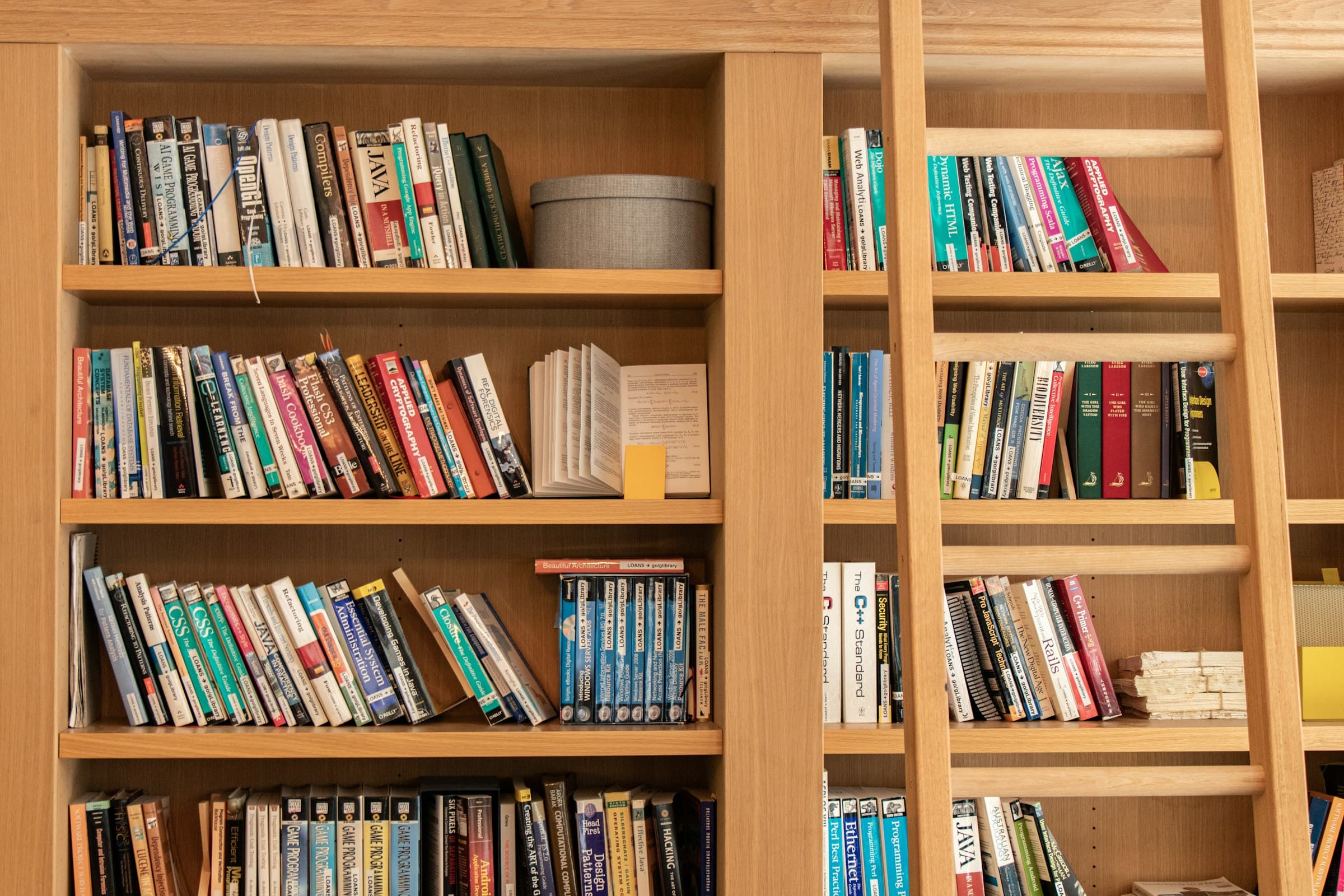 Boekenkast in eik met ladder