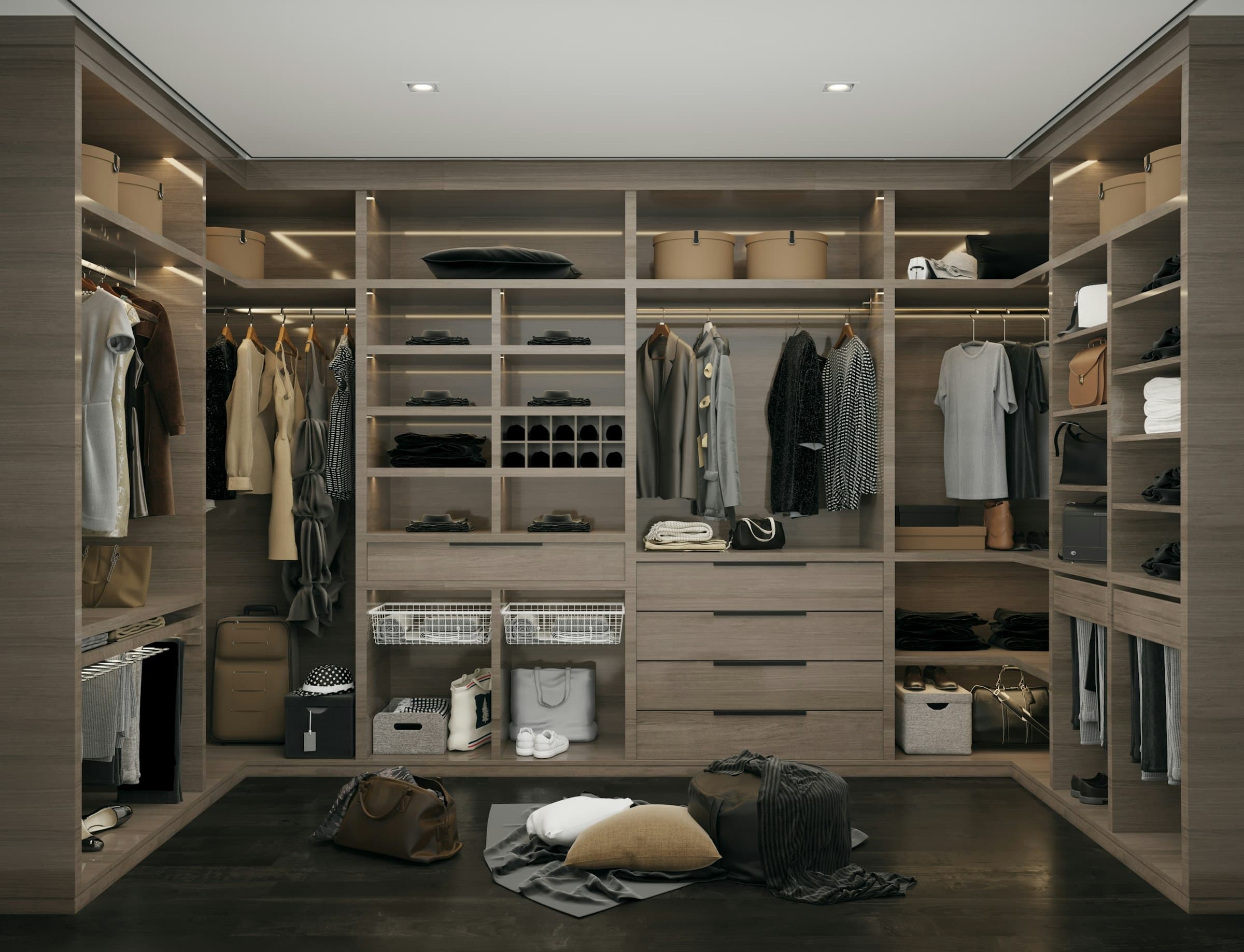 Hoekdressing met lades en hangruimte